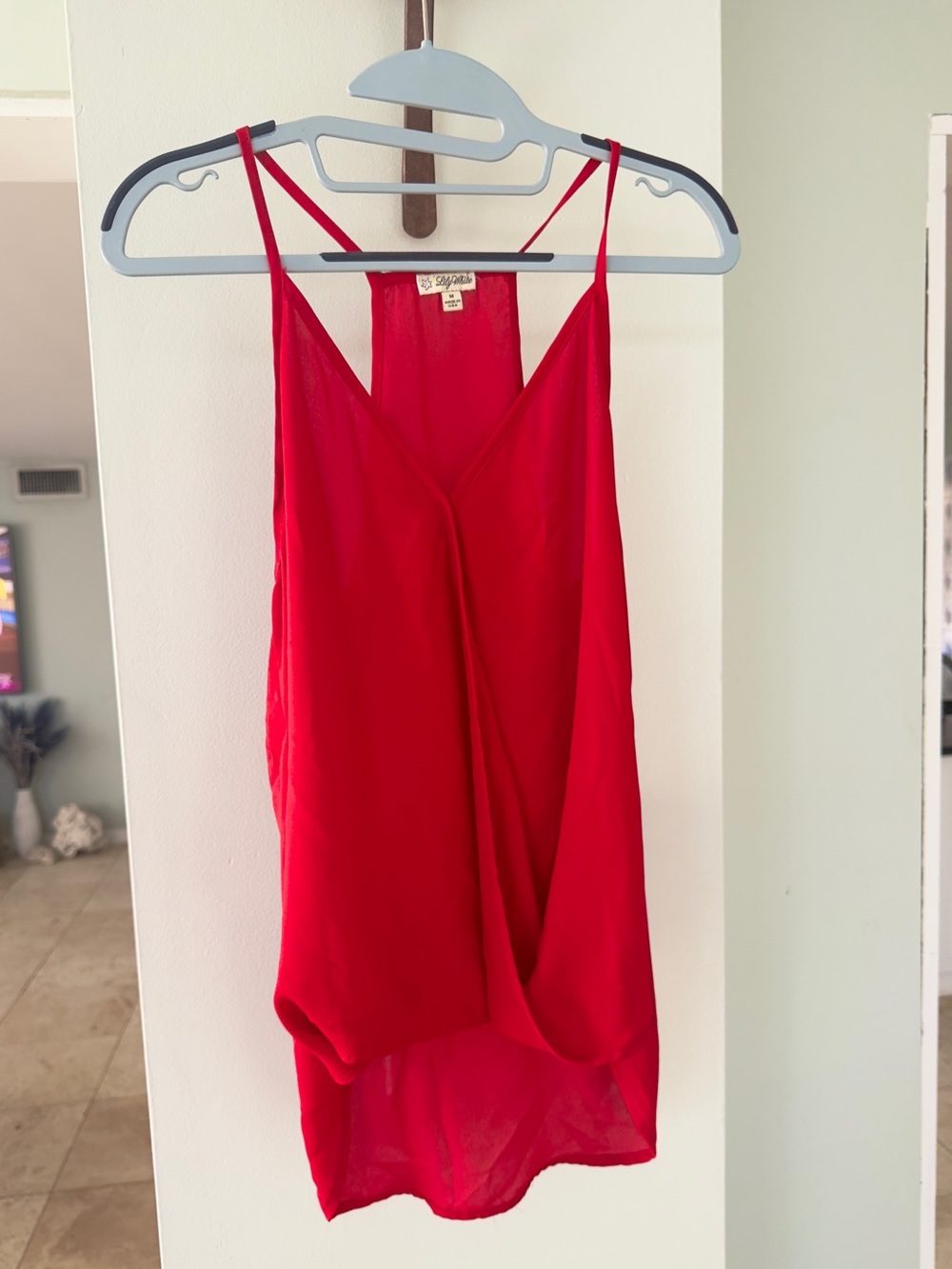Lily White Red Draped V-Neck Cami Tank